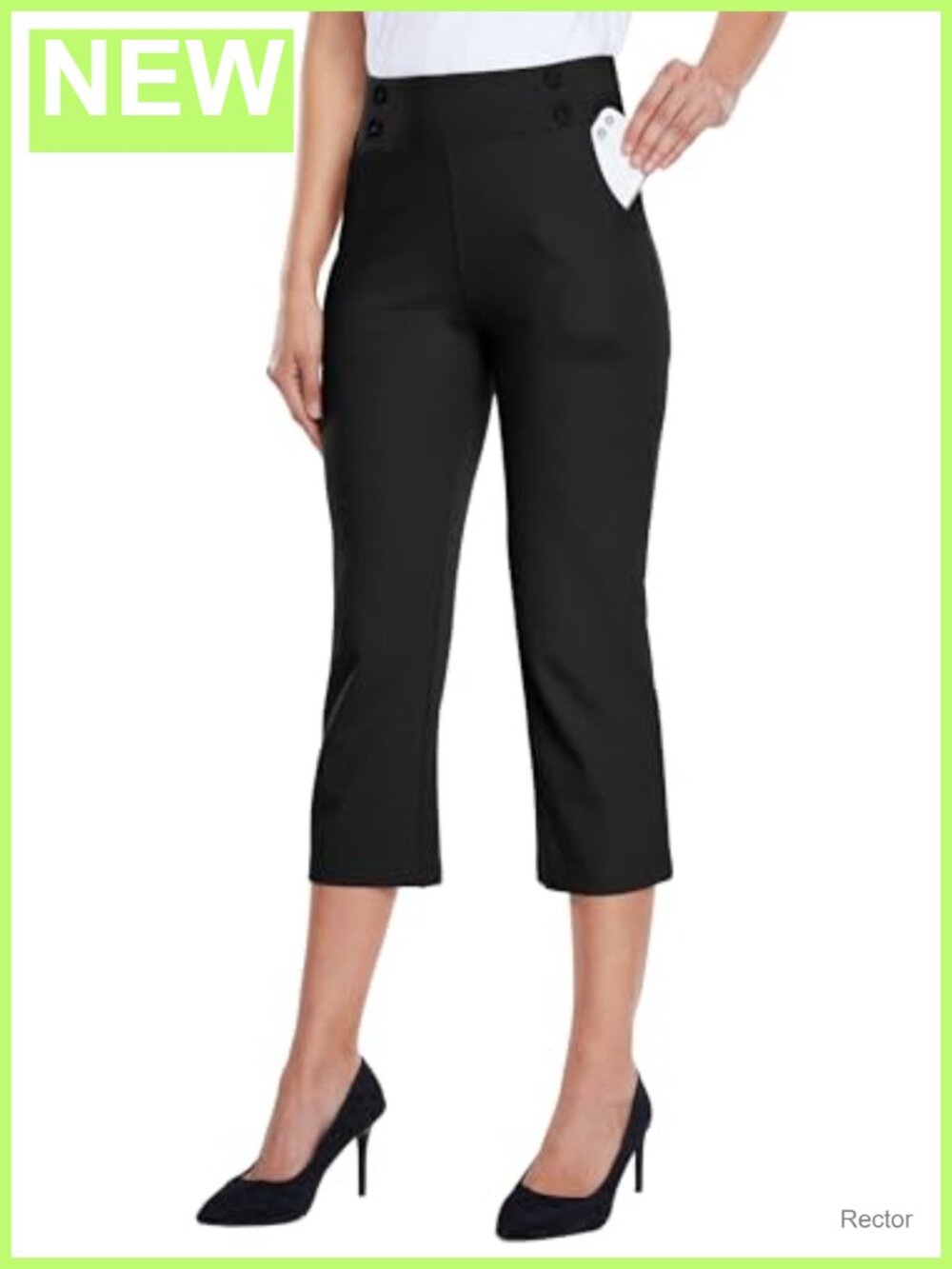 Women's High Waist Capri Yoga Pants Stretch Rayon Pocket